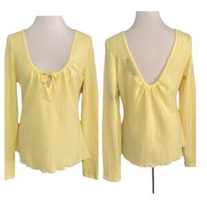 NWT Kendall + Kylie Yellow Waffle Knit  Top Large